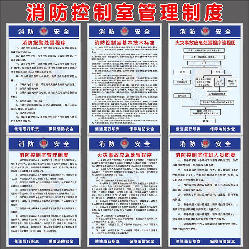 消防控制室火灾事故报警应急处置程序流程图值班室人员职责制度消