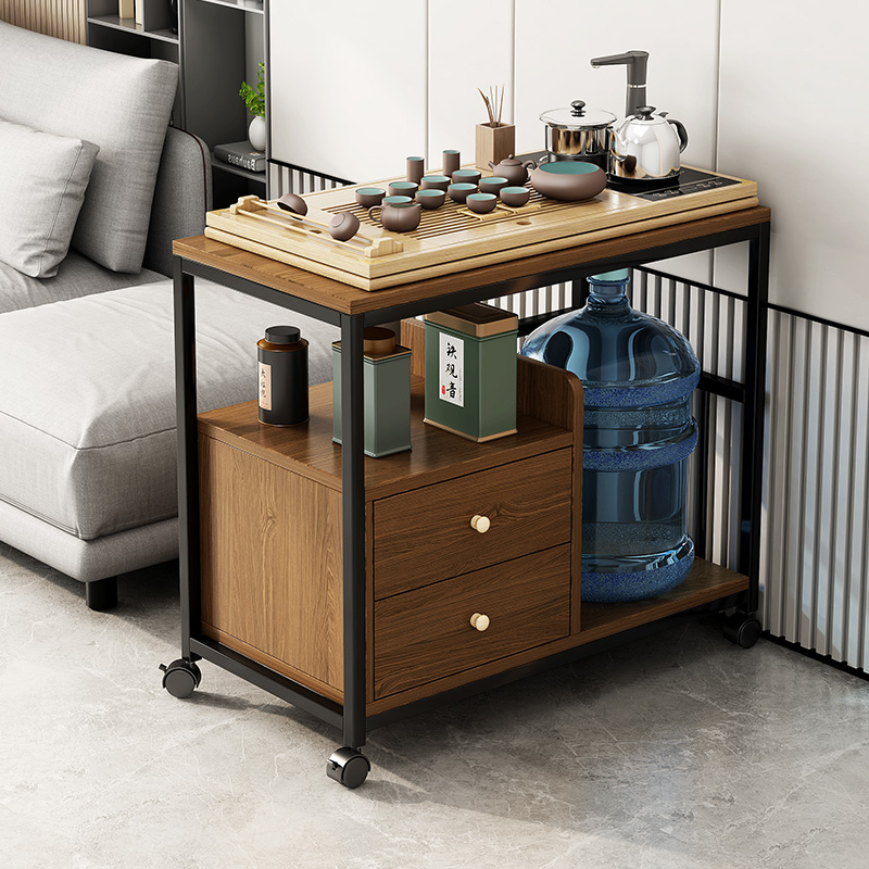 现代家用沙发边几移动茶台小户型客厅茶水柜带抽屉阳台简易桌边柜