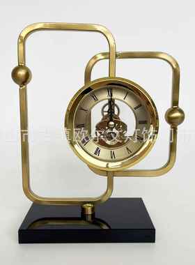 摆台式钟表座钟客厅玄关柜斗柜电视柜摆件欧式现代静音座钟摆件