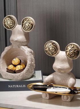 创意熊进门口放钥匙收纳托盘摆件电视柜家居装饰品乔迁新居礼品