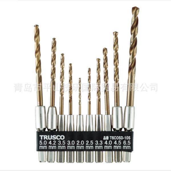 TRUSCO中山T6COSD-10S六角轴钴钻头10件套