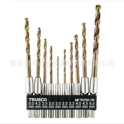 TRUSCO中山T6COSD-10S六角轴钴钻头10件套