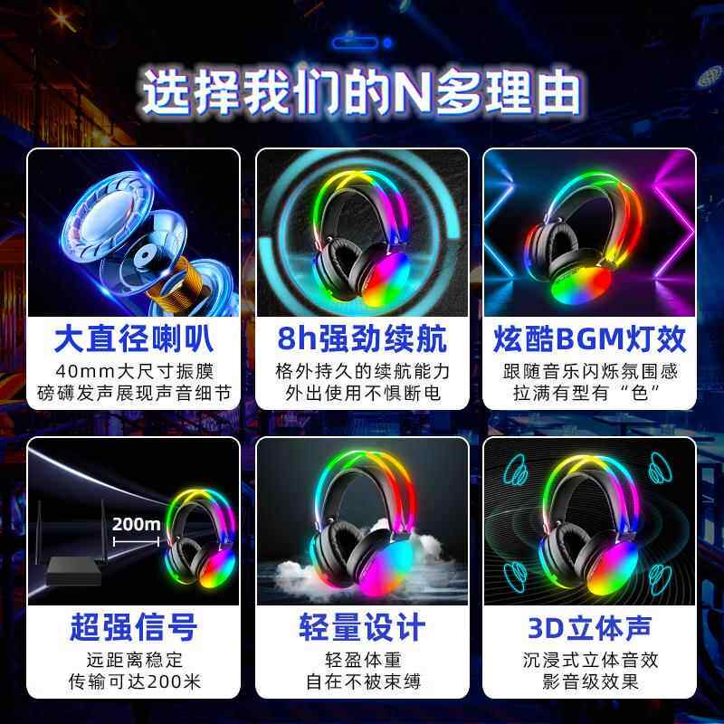无声派对台无线一拖戴多头式发光耳麦757耳会机导播舞通话监听议