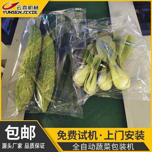 全自动枕式包装机水果蔬菜生鲜密封套袋机托盘标签伺服封口机