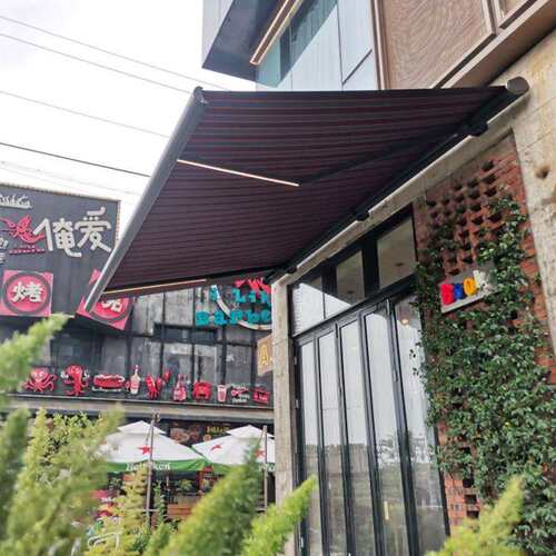 全盒伸缩雨棚电动遮阳棚智能遥控带灯户外阳台家用门头屋檐防雨篷