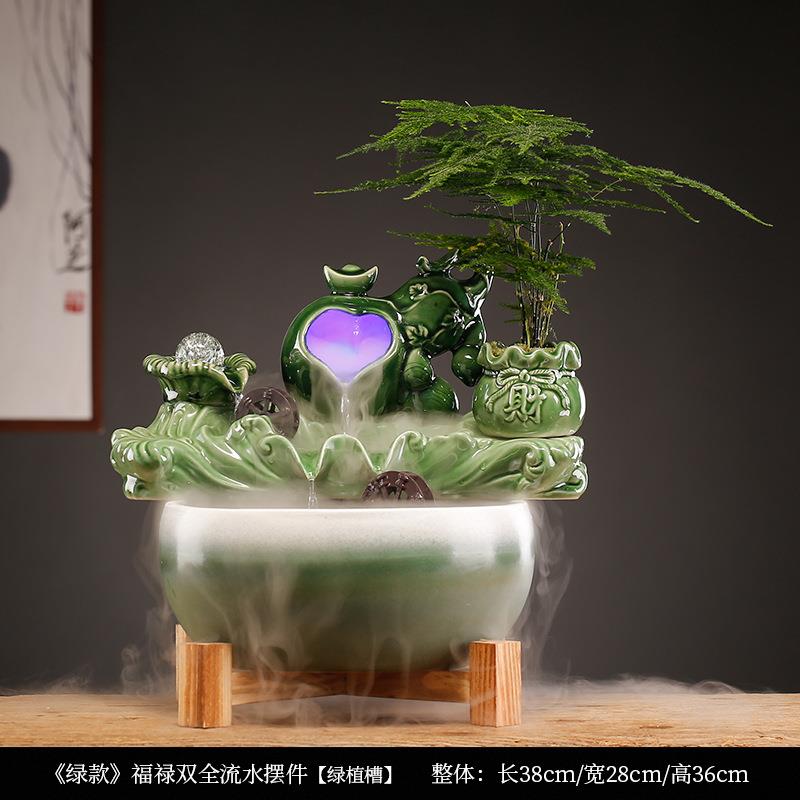 禅意中式流水摆件开运流水过滤鱼缸创意客厅玄关桌面乔迁开业礼品