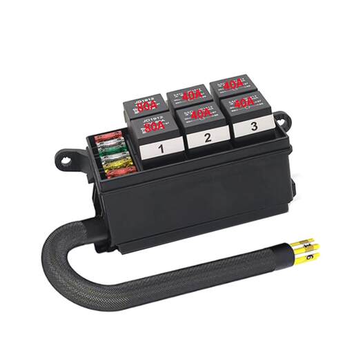 汽车越野车射灯改装6路中控大电流12V24V40A80A继电器保险丝盒