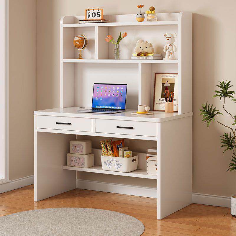 实木书桌书架一体学生写字桌小型卧室家用学习桌台式电脑桌椅套装
