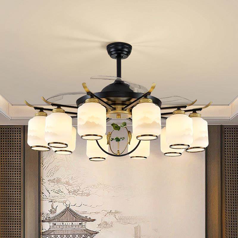 【鱼戏莲间】 吊扇灯新中式 2025客厅隐形一体风扇吸顶灯饭厅吊灯