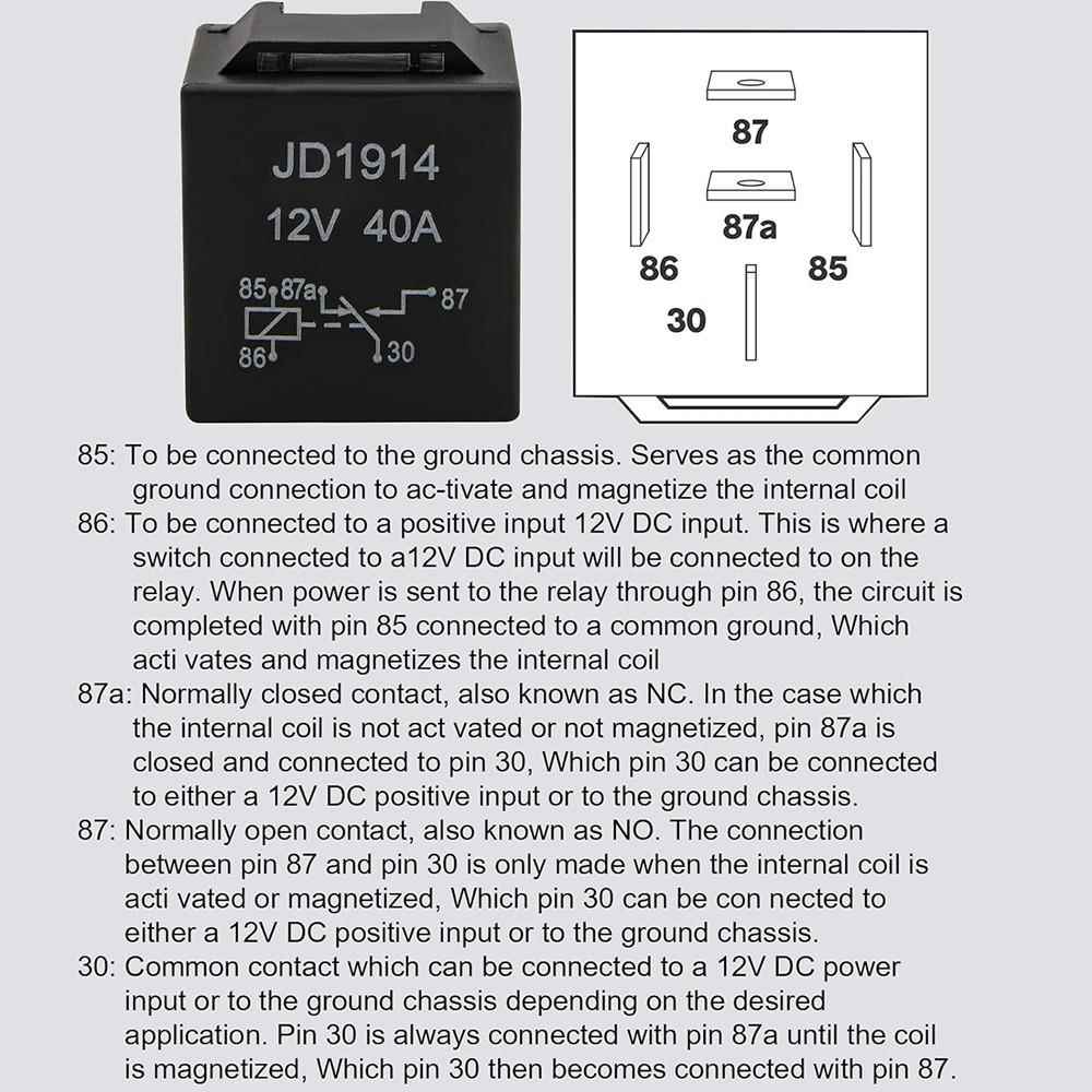 厂家货源10件装30/40AMP防水5针12V继电器开关JD1914汽车继电器