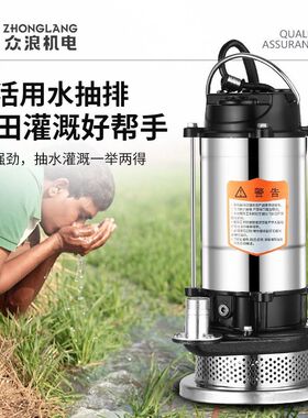 潜22V小型泵不锈钢清水污水QDX水泵家用抽水泵农田灌溉高扬程排污