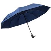 正品 十骨全自动抗风雨伞男女送礼黑纯色高商级感结实加固实务木折