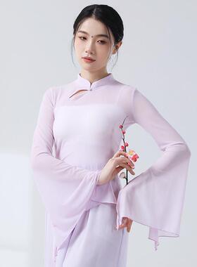 古典舞身韵纱衣女形体荷叶袖练功服舞艺考上衣广场舞蹈演出0412d