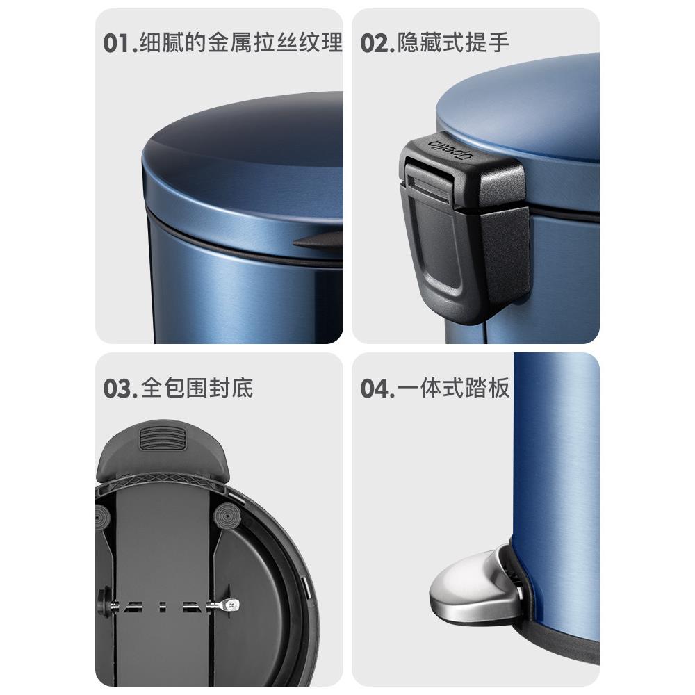 AL欧式不锈钢脚踏垃厨圾桶家用带5静音轻盖奢客厅房F87MJT6T卫生