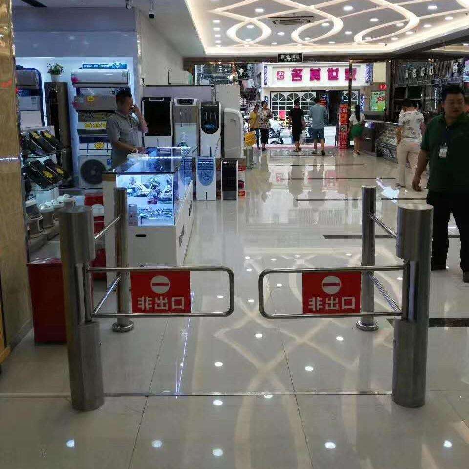 超市感应门手动单向入口摆闸单边带护栏圆柱摆闸无刷防撞小摆闸机