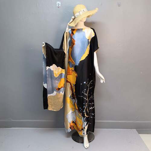 Women'S All-Season Fitted Long Dress & Scarf Set, Outfit,