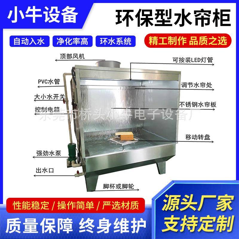 不锈钢喷涂喷油柜五金抛光打磨除尘喷漆台环保水帘柜喷漆房水帘机图片