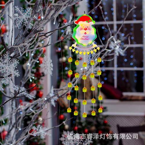 跨境新款led圣诞瀑布灯卧室庭院圣诞老人窗帘灯氛围灯装饰彩灯串