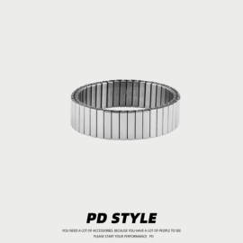 PDSTYLE 宽版钛钢简约大气弹力手镯男女生手链一对不掉色手环潮品