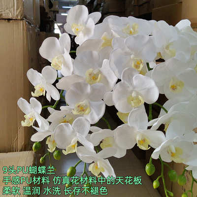 高品质手感9头蝴蝶兰仿真花酒店大堂家居摆饰 婚庆T台路引假花