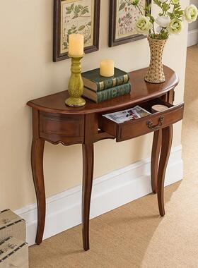 W桌6门美QUN走式实木半圆玄关廊简约玄关台欧式厅隔断玄关柜靠墙