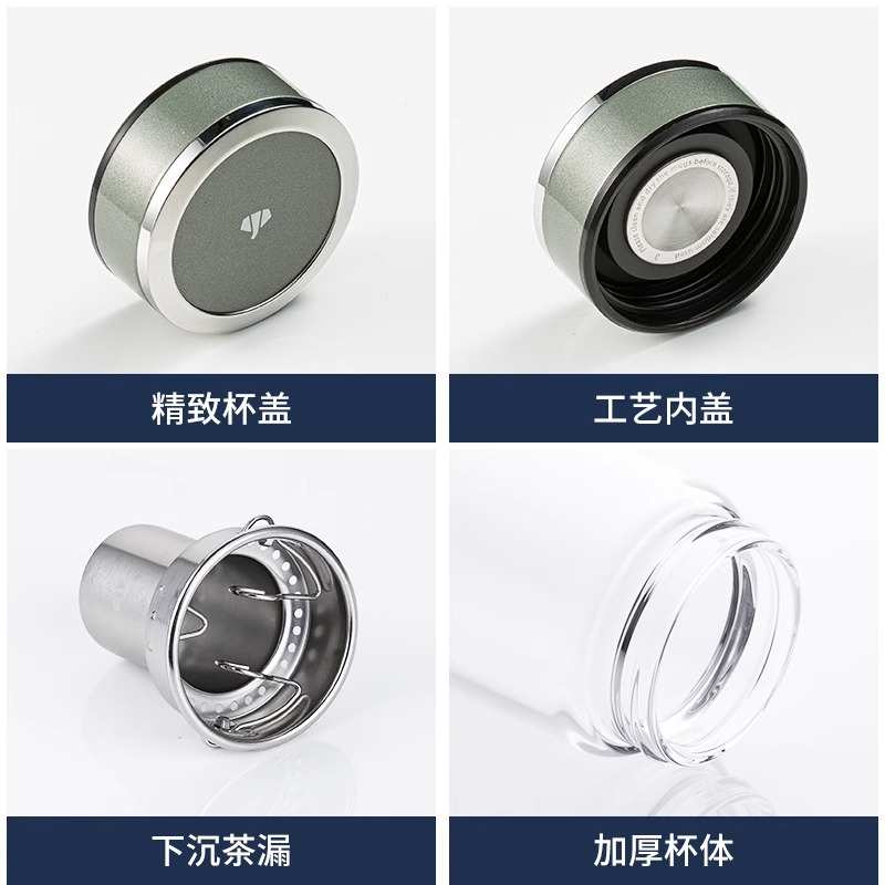 万象单层超大玻璃杯男女士加厚创意玻璃杯带盖子家用可携式泡茶杯