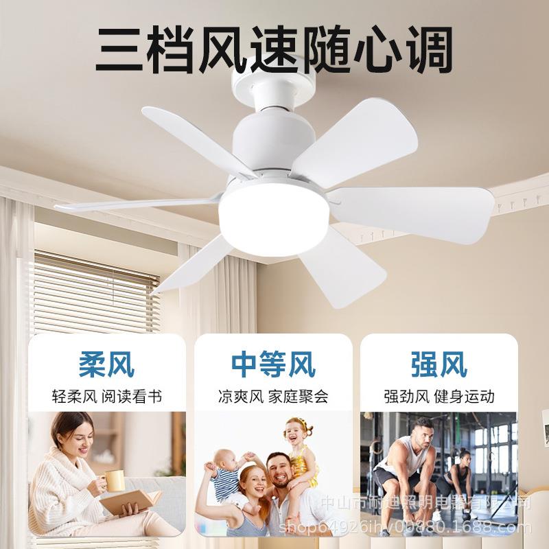 跨境新款E27螺口灯头风扇灯灯泡插拔式扇叶设计LED风扇三挡调速