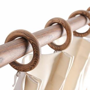 木质窗帘杆单杆胡桃色民宿木杆吊环简约打孔实木罗马杆窗帘支架