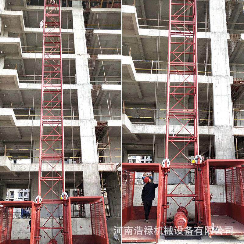建筑外墙送料升降机单柱双笼龙门架上料机升降机重工吊篮