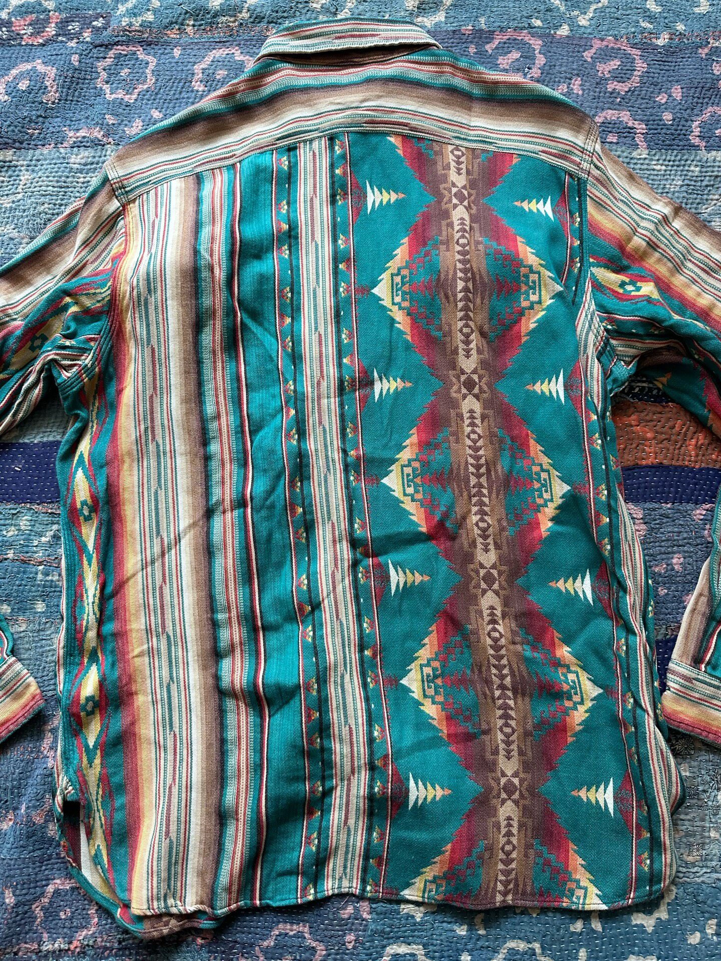 RRL Green Southwestern Stripe Shirt — front