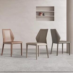 意式餐椅家用意式极简舒适马鞍皮轻奢现代简约设计师款样板间椅子
