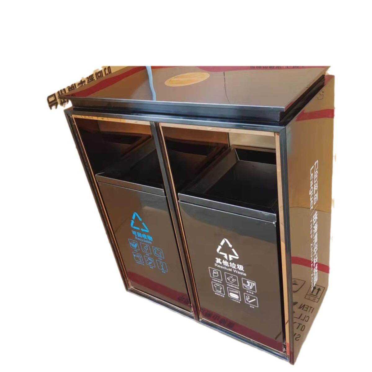 不锈钢无指纹环贸垃圾桶酒店商务办公楼大堂商场方形果皮箱四菱角