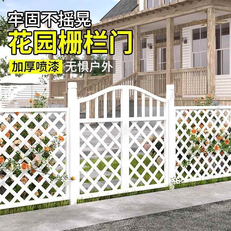 户外防腐木栅栏门围栏花园护栏庭院篱笆门双开门实木碳化网格隔断