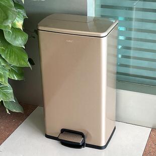 A6L新款GNF不锈钢垃圾桶40升方形大容量商用30L厨房客厅20L有盖静