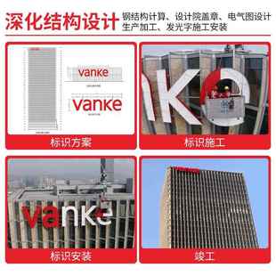 大型字玻706璃墙发光万科场l幕ogo字高楼铝板冲孔字楼顶发光字厂