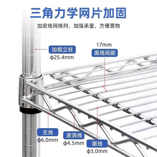 货架网片网线层DI多Y板组合镀铬货架物料架周转架周/转车层物置架