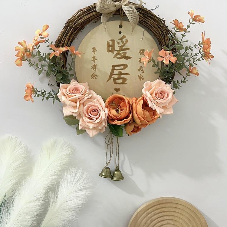 新年墙面装饰入户门客厅卧室花环挂饰店铺墙壁花平安挂牌