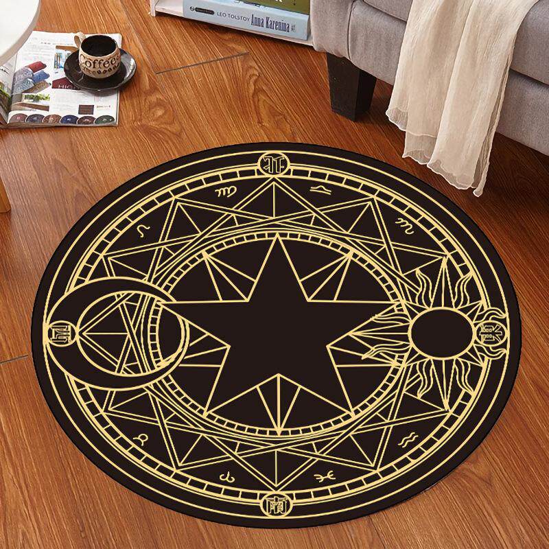 卡通小樱可爱粉色拍照魔法阵儿童圆形地毯卧室电脑椅转椅吊篮地垫