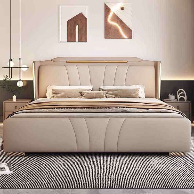 2025意式轻奢床双人1.8x2米真皮主卧大床储物床婚床1.5米网红皮床