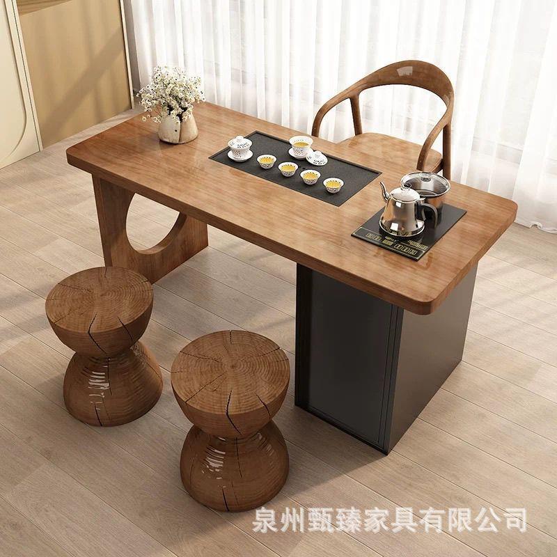 全实木茶桌椅组合大板茶台现代简约客厅家用茶几原木阳台泡茶桌子
