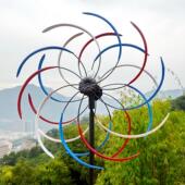 乡村花园户外风车景观庭院装 饰落地插件太阳能灯发光亮双面旋转