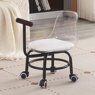 矮凳儿童滑轮凳子亚克力学步小凳子带娃靠背万向轮静音软座小板凳