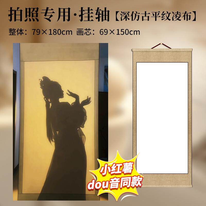 正品一秒入画卷轴影子画中仙风宣纸古挂轴跳舞透画中人舞光蹈拍道图片