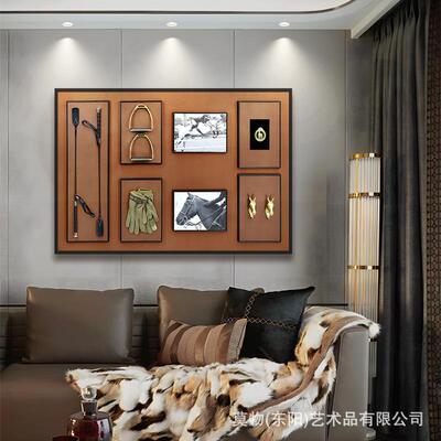 别墅酒店室厅餐客沙背景墙健发身房马术挂画立体中式厅装饰实MW02