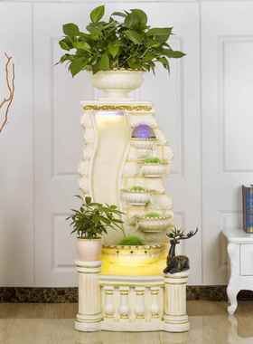 新款鱼缸客厅家用大落地欧式装饰造招景创意花盆型流水财喷泉风水