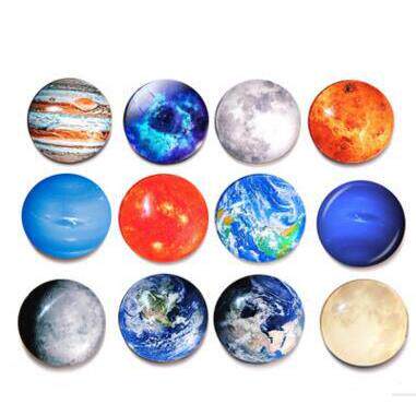 12pcs/套宇宙月亮行星水晶玻璃冰箱贴外贸热销时光宝石冰箱贴