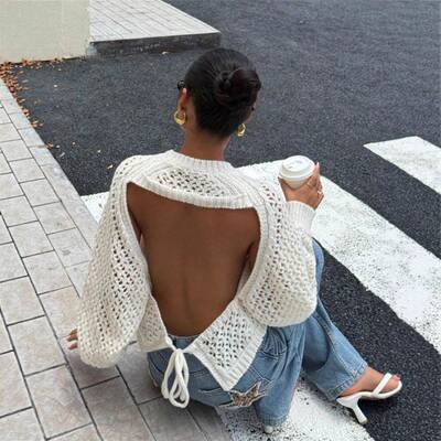 Sweater Womens Cotton Seaside Open-Knit Raglan For Women