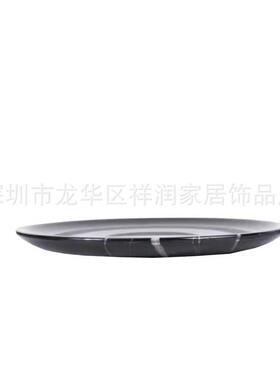 现代样餐板间茶几轻奢黑色大理RVC石点心装饰托盘果盘桌盘储物盘