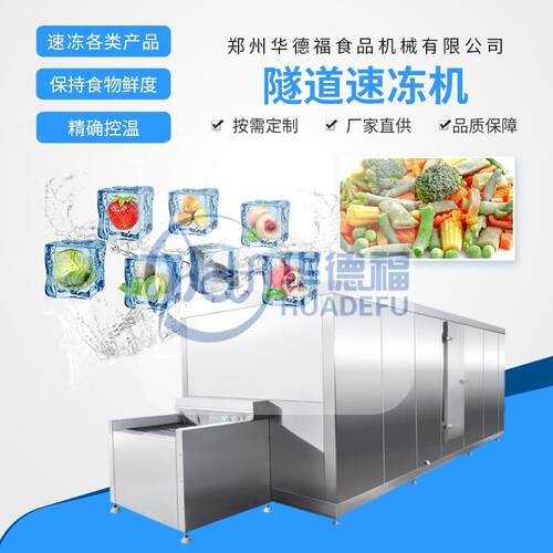 肉类食品隧道式速冻机 虾仁蔬菜速冻生产线 全自动速冻设备 节能