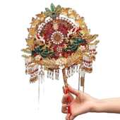 双面团扇新娘结婚礼出嫁高级成品秀禾喜扇送礼中式 扇子diy材料包